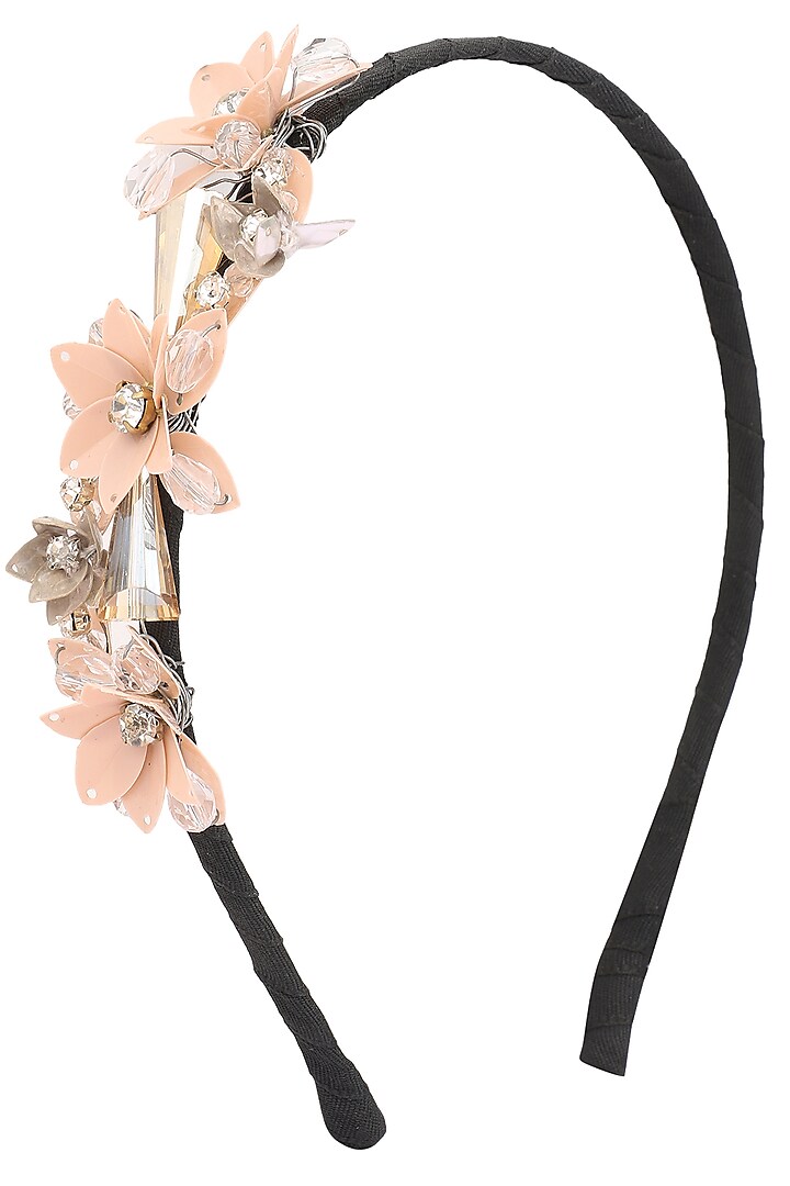 Peach Sequins and Crystal Embellished Hairband by Studio Accessories
