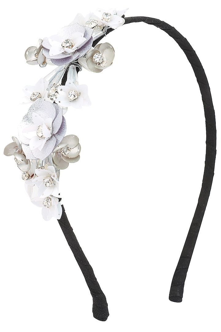 White Sequins and Crystal Embellished Hairband by Studio Accessories