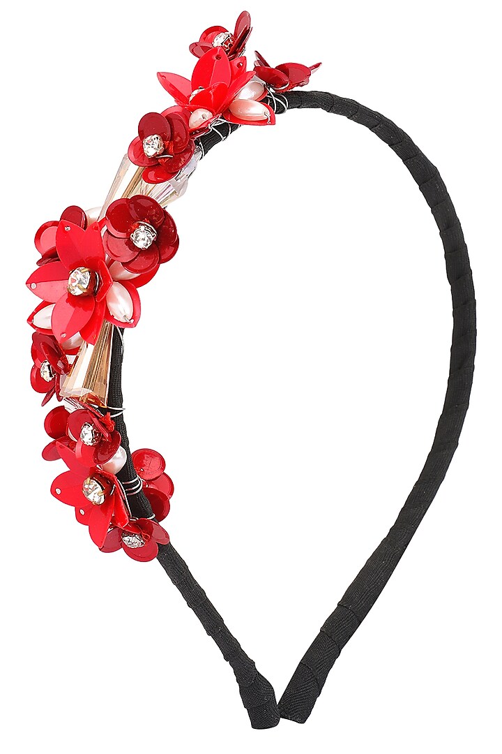 Red Sequins and Crystal Embellished Hairband by Studio Accessories