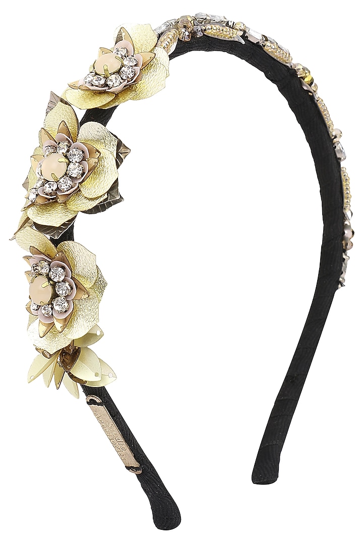Gold Sequins and Crystal Embellished Hairband by Studio Accessories