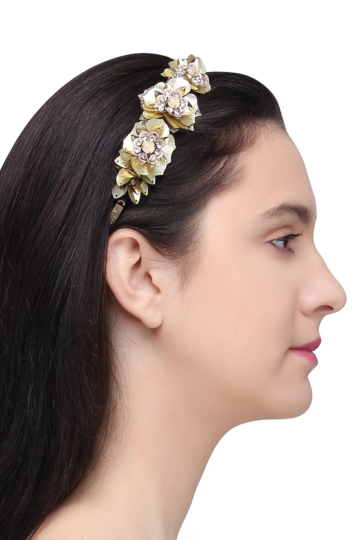 Studio Accessories presents Gold sequins and crystal embellished hairband available only at Pernia's Pop Up Shop.