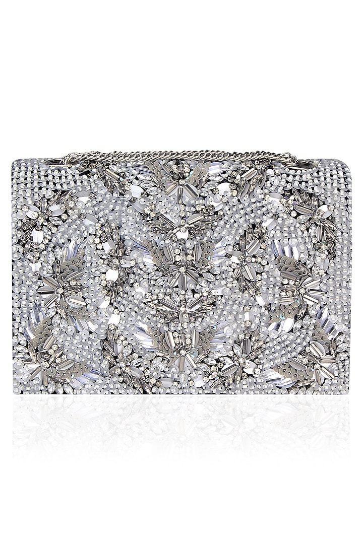 Black Sequin and Pearl Work Clutch Bag by Studio Accessories