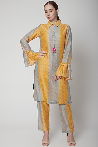 Yellow Chanderi Cotton Kurta by Anupamaa Dayal
