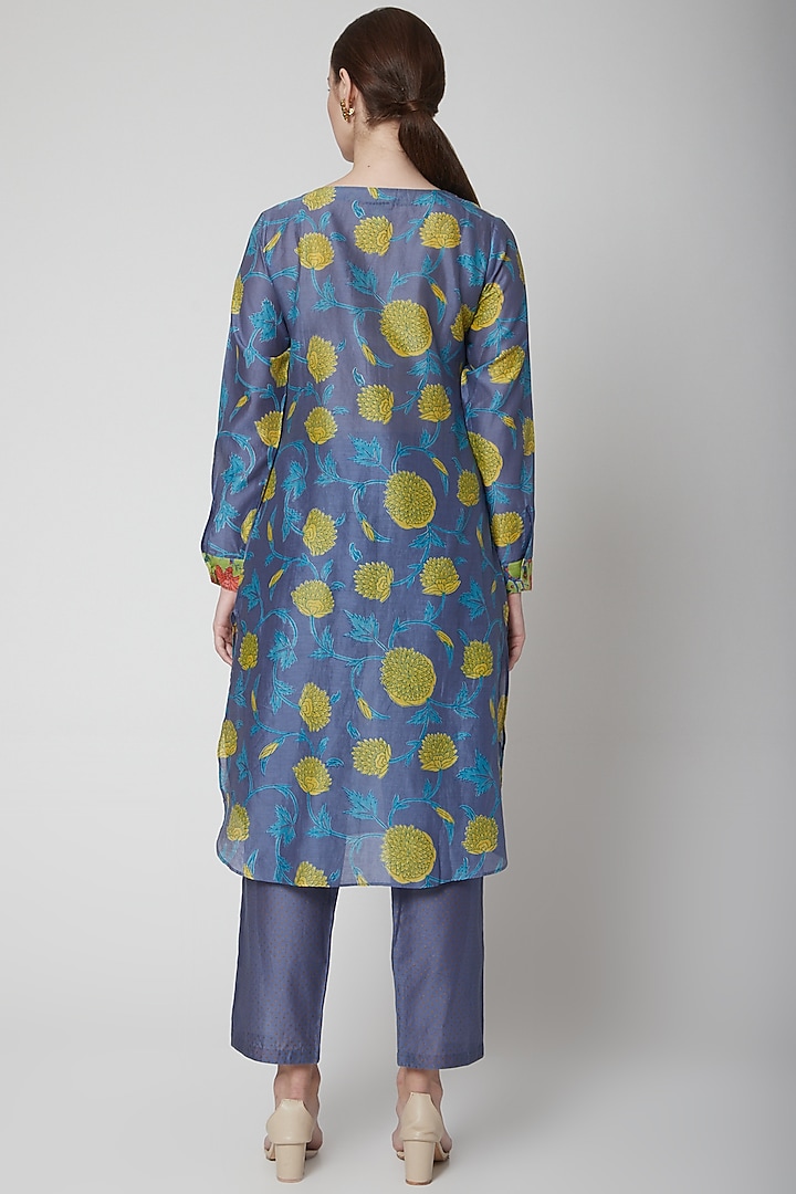 Blue Chanderi Cotton Kurta by Anupamaa Dayal at Pernia's Pop Up Shop