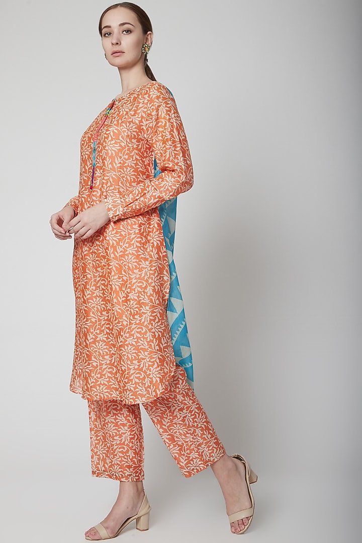 Orange Chanderi Cotton Kurta by Anupamaa Dayal at Pernia's Pop Up Shop