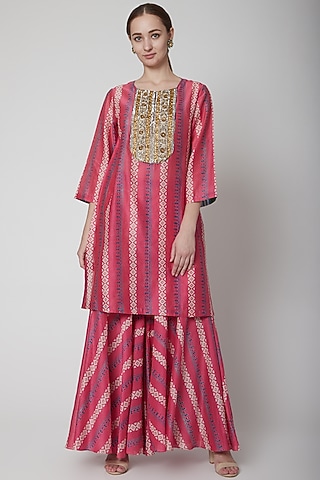 Pink Kurta With Sharara Pants by Anupamaa Dayal