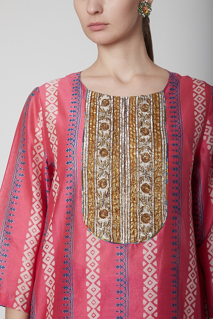 Pink Kurta With Party Wear Sharara Pants by Anupamaa Dayal at Pernia's Pop Up Shop
