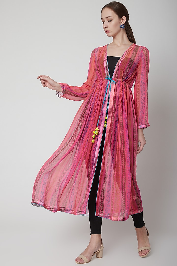 Pink Chiffon Silk Tunic by Anupamaa Dayal