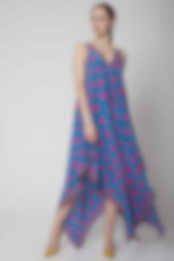 Blue Crepe Silk Scarf Dress by Anupamaa Dayal