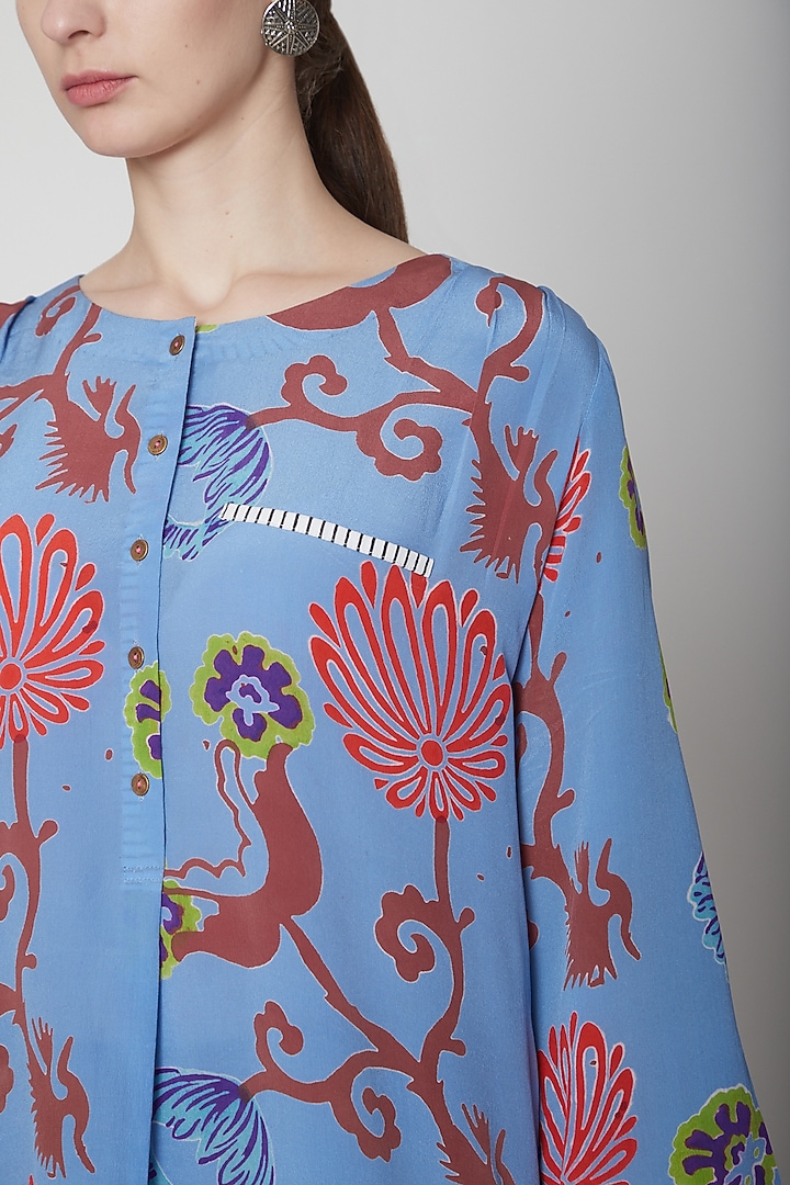 Sky Blue Crepe Silk Tunic by Anupamaa Dayal at Pernia's Pop Up Shop