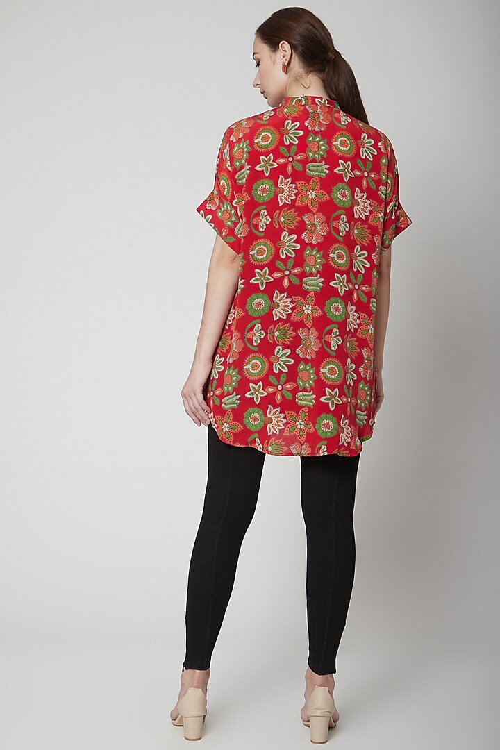 Red Crepe Silk Tunic by Anupamaa Dayal at Pernia's Pop Up Shop