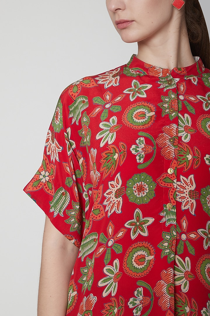 Red Crepe Silk Tunic by Anupamaa Dayal at Pernia's Pop Up Shop