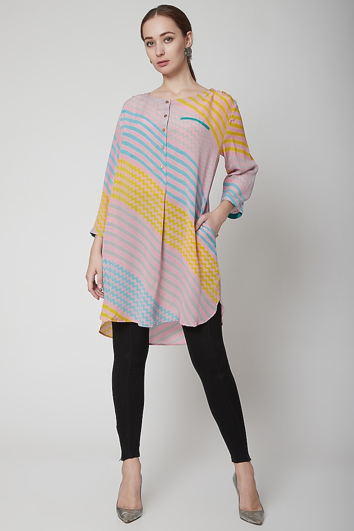 Pink Tunic With Stripes by Anupamaa Dayal