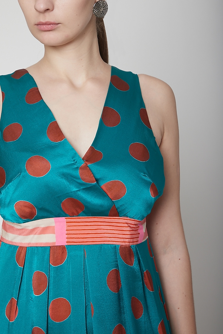 Green Suzoko Satin Silk Summer Dress by Anupamaa Dayal at Pernia's Pop Up Shop