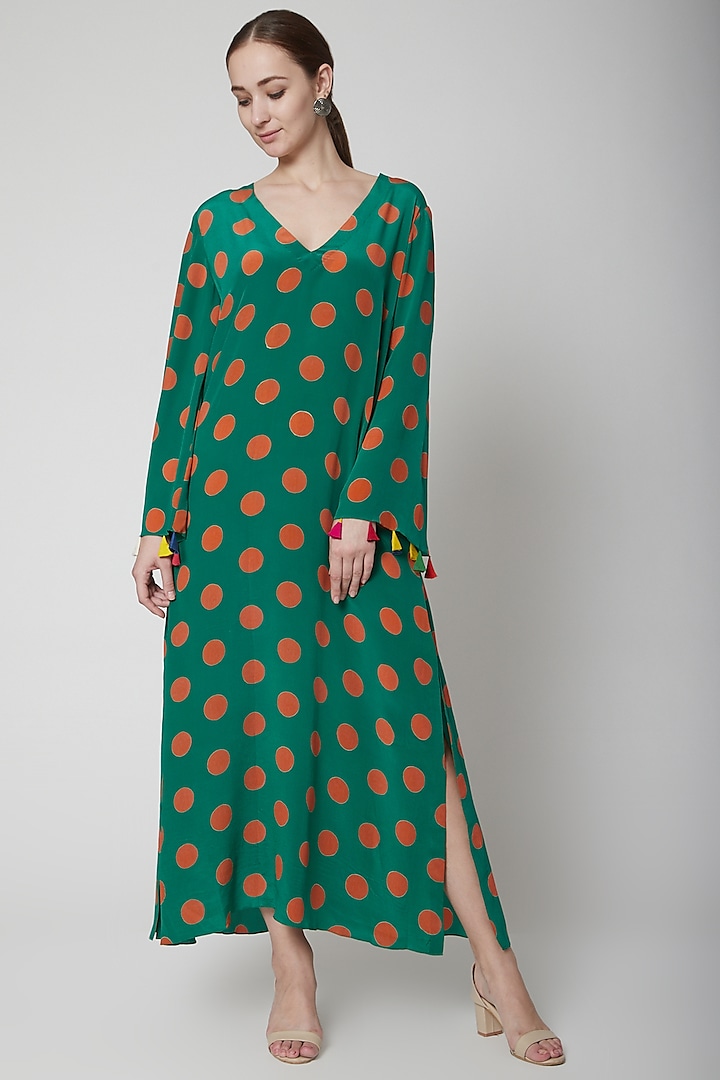 Green Dress With Polka Dots by Anupamaa Dayal