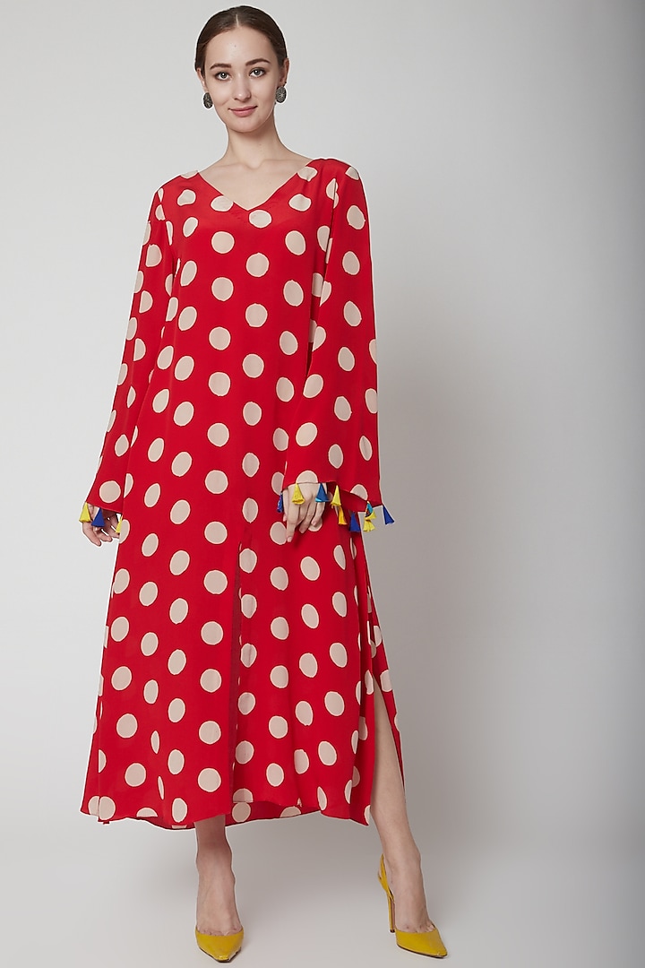 Red Dress With Polka Dots by Anupamaa Dayal