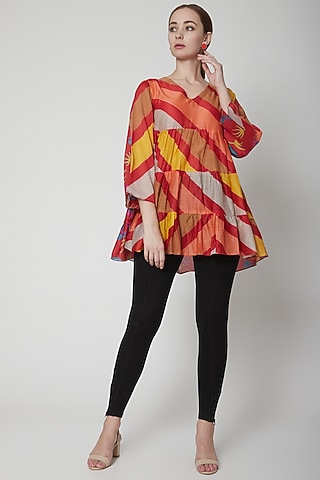 Red Chanderi Cotton Dress by Anupamaa Dayal