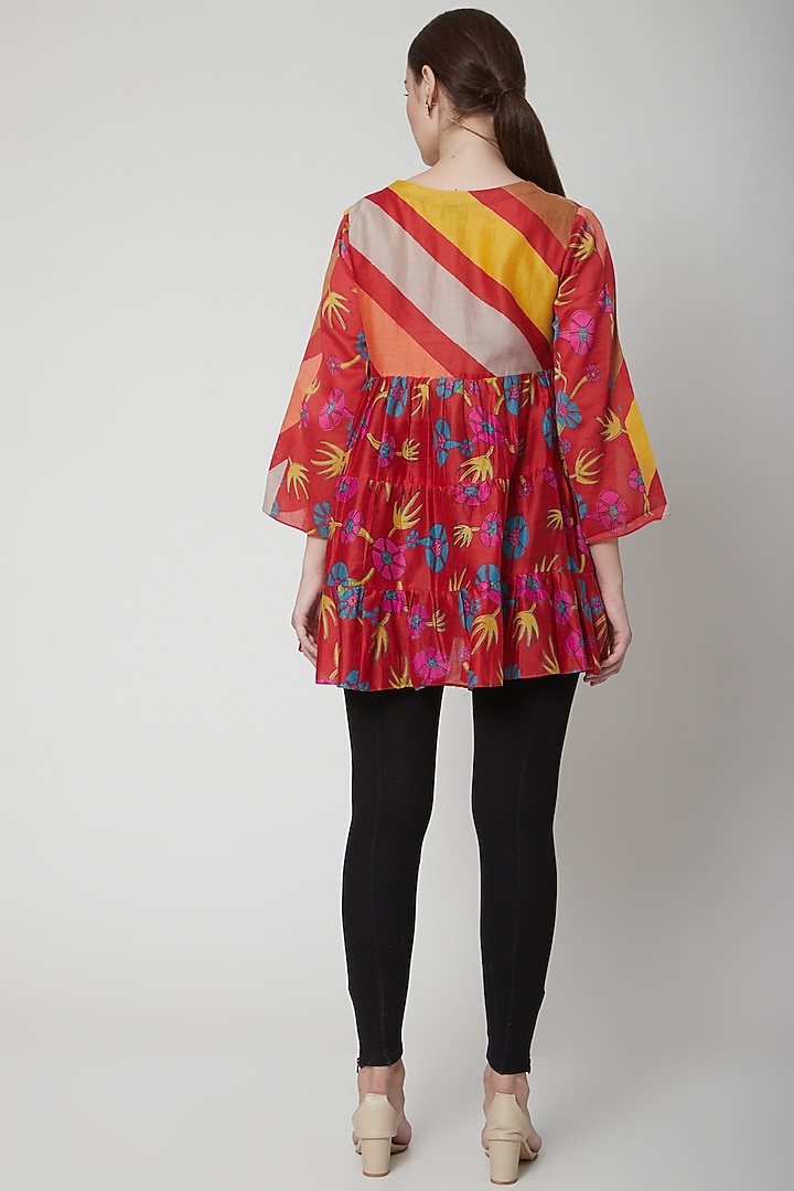 Red Chanderi Cotton Summer Dress by Anupamaa Dayal at Pernia's Pop Up Shop