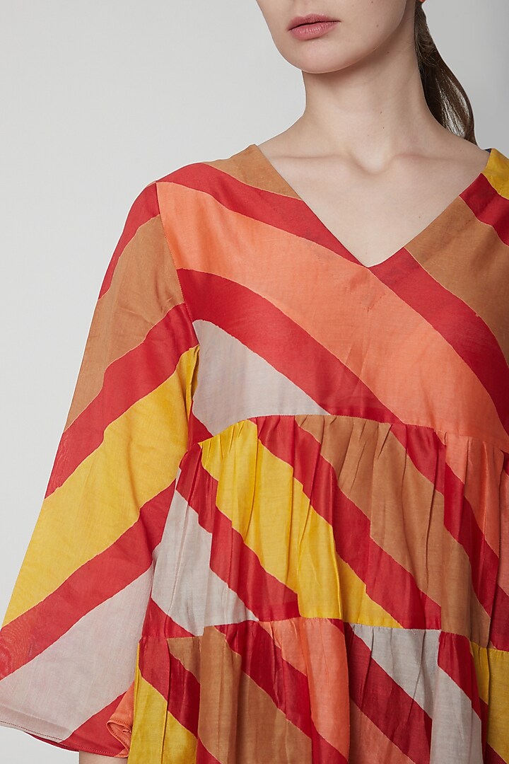 Red Chanderi Cotton Summer Dress by Anupamaa Dayal at Pernia's Pop Up Shop