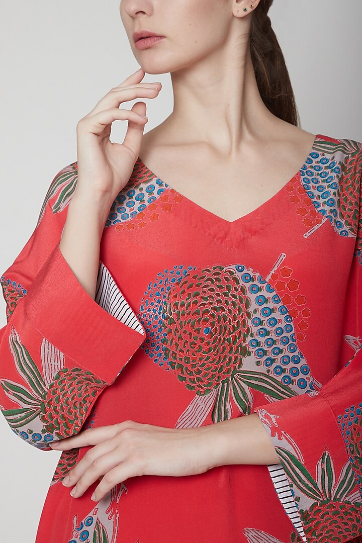 Salmon Pink Crepe Silk Summer Dress by Anupamaa Dayal at Pernia's Pop Up Shop