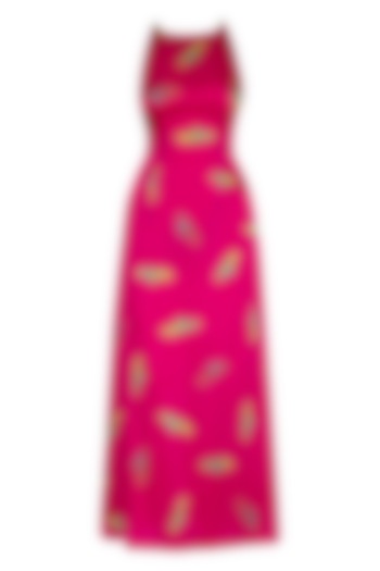 Pink Printed Strappy Maxi Dress by Anupamaa Dayal