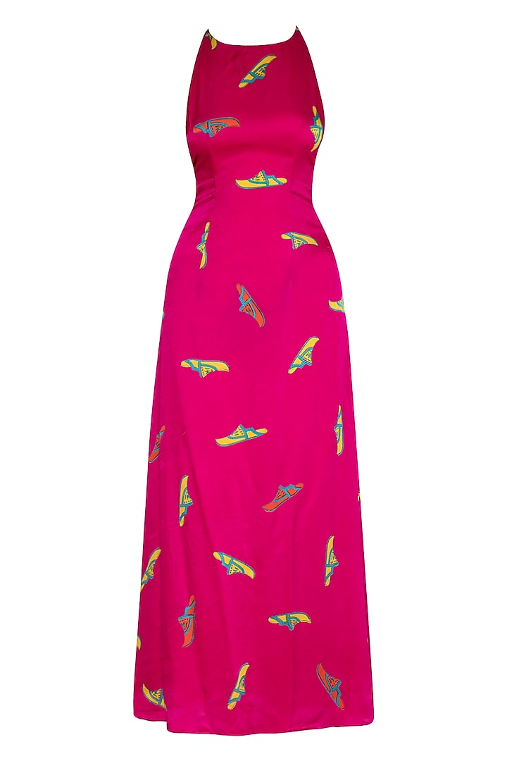 Pink Printed Strappy Maxi Dress by Anupamaa Dayal