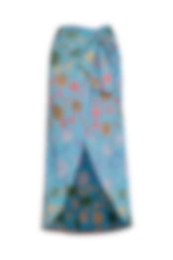 Blue Printed Petal Cut Skirt by Anupamaa Dayal