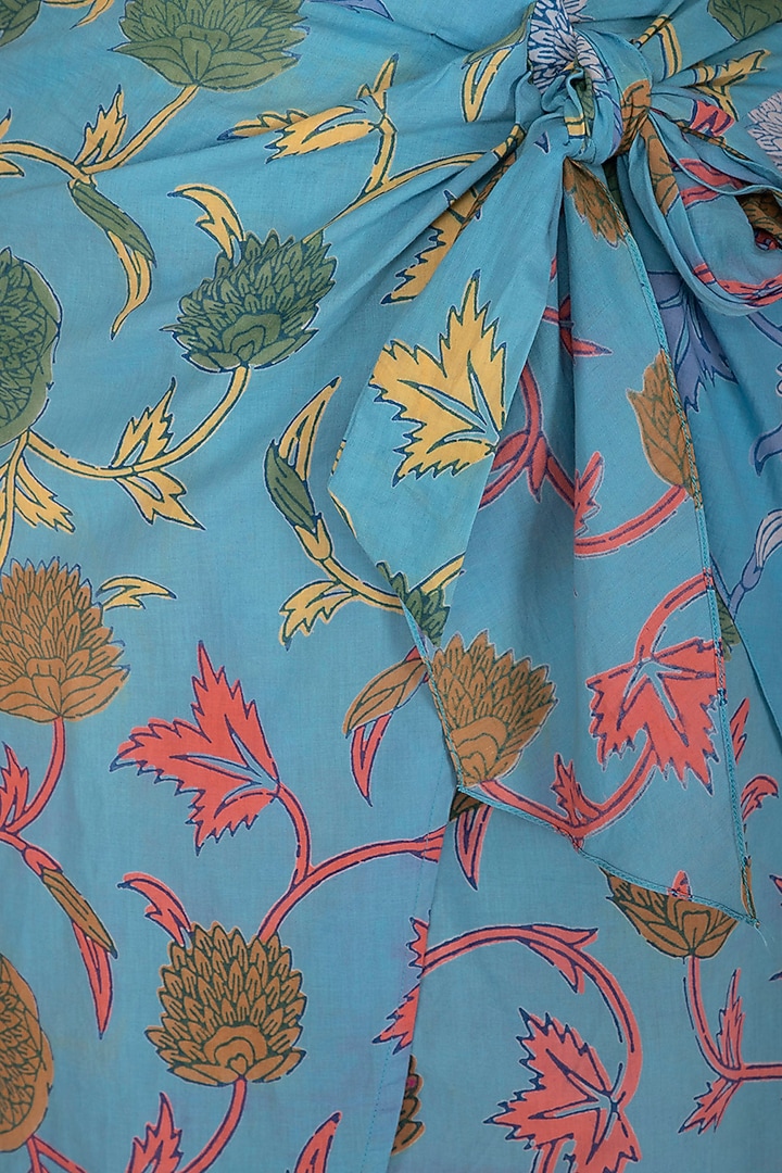 Blue Printed Petal Cut Skirt by Anupamaa Dayal at Pernia's Pop Up Shop
