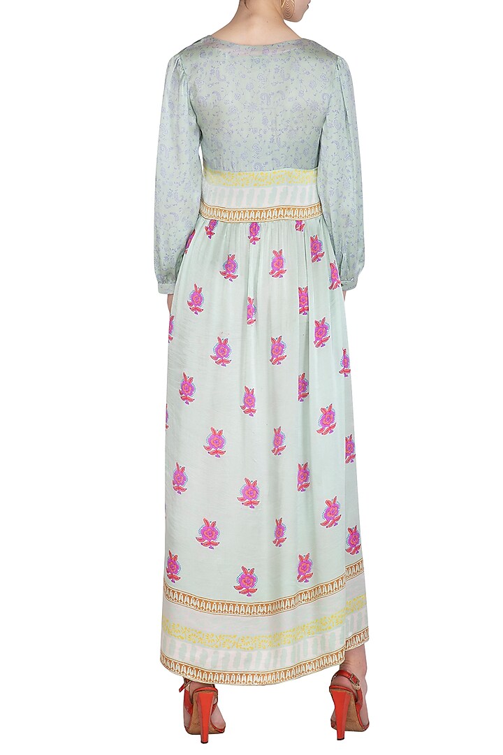 Mint Blue Printed Maxi Dress Design by Anupamaa Dayal at Pernia's Pop