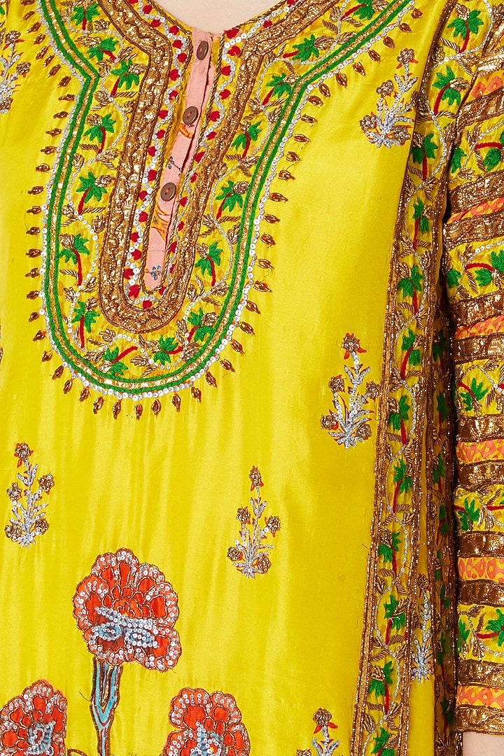 Yellow Printed & Embroidered Kurta Set by Anupamaa Dayal at Pernia's Pop Up Shop