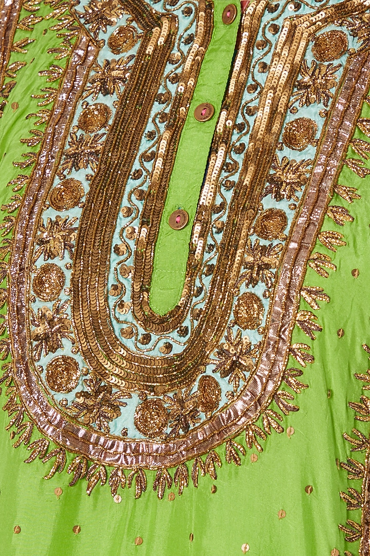 Green Printed & Embroidered Kurta Set by Anupamaa Dayal at Pernia's Pop Up Shop