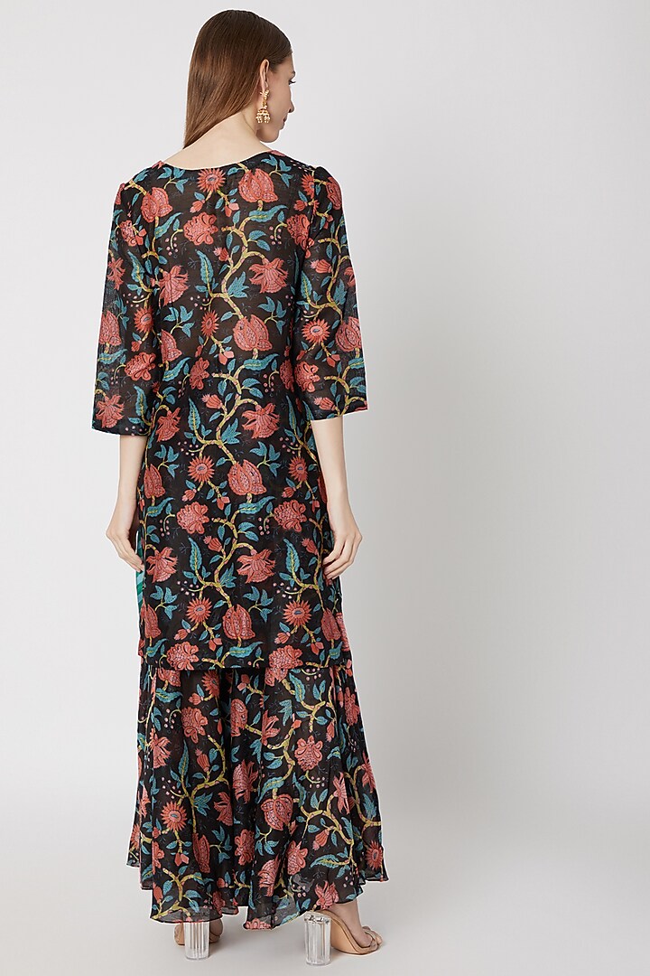 Black Printed Party Wear Sharara Set by Anupamaa Dayal at Pernia's Pop Up Shop
