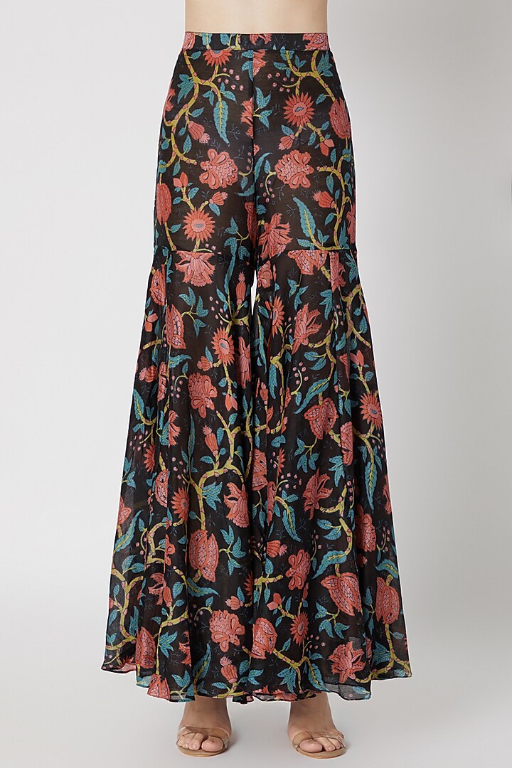 Black Printed Party Wear Sharara Set by Anupamaa Dayal at Pernia's Pop Up Shop