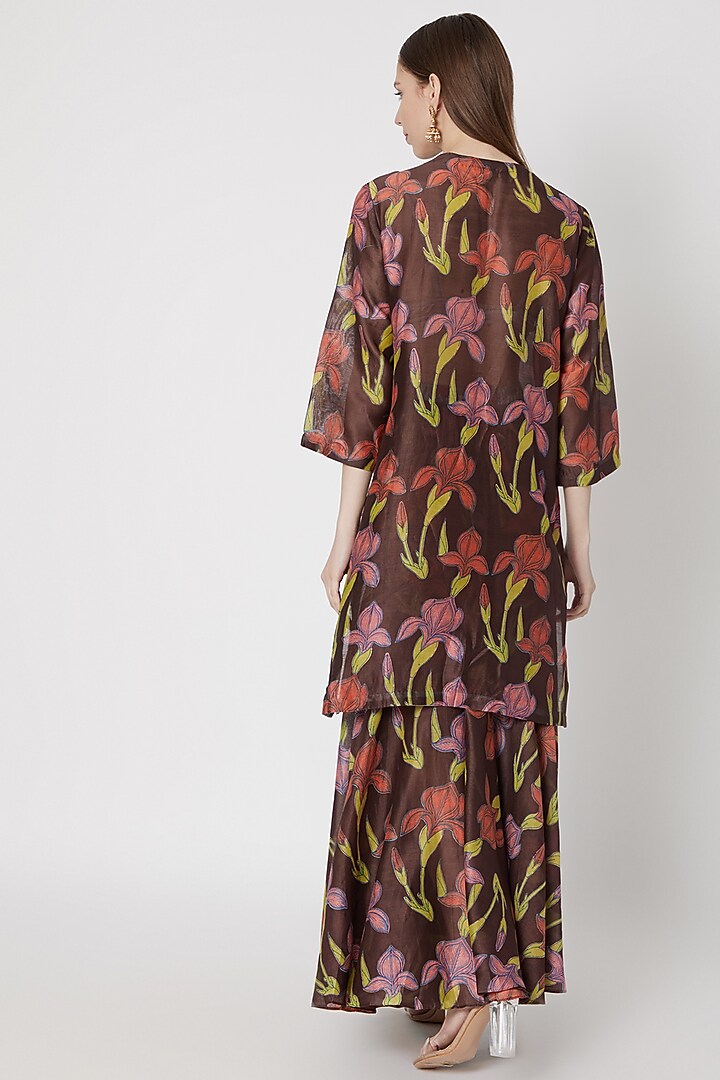 Black Printed & Embroidered Party Wear Sharara Set by Anupamaa Dayal at Pernia's Pop Up Shop