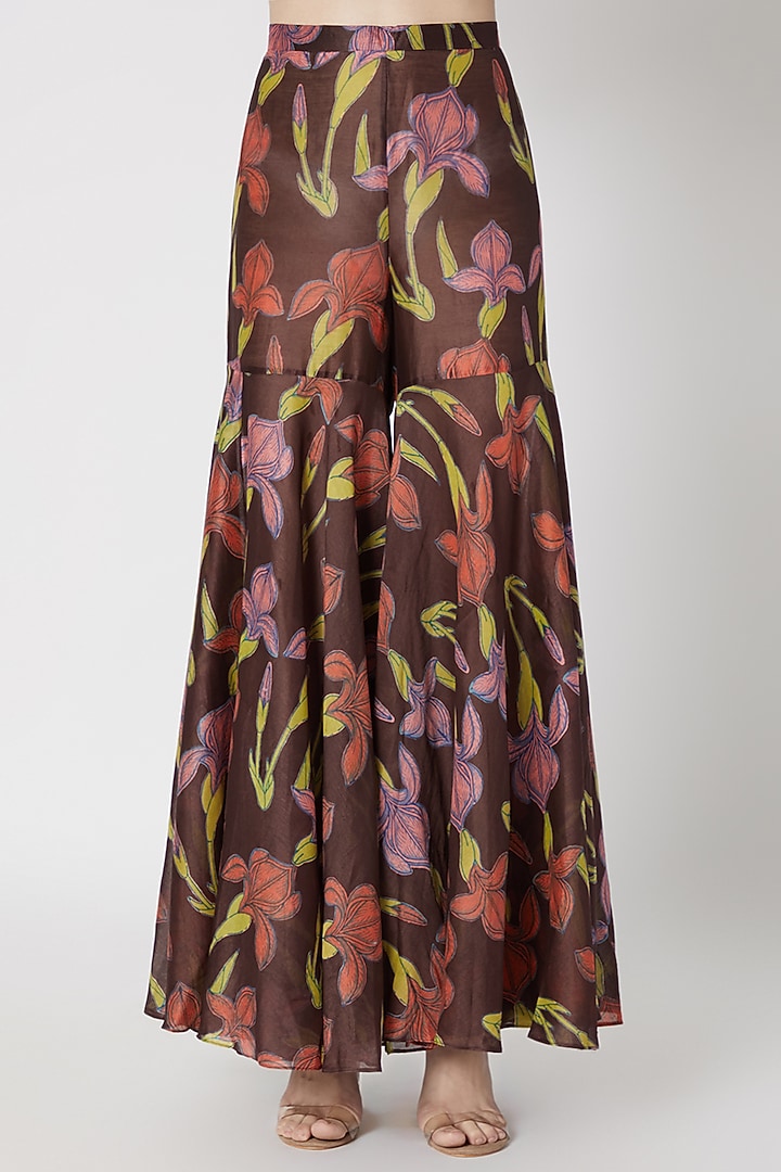 Black Printed & Embroidered Party Wear Sharara Set by Anupamaa Dayal at Pernia's Pop Up Shop
