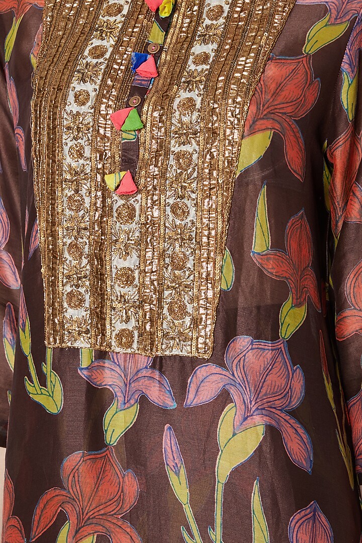 Black Printed & Embroidered Party Wear Sharara Set by Anupamaa Dayal at Pernia's Pop Up Shop