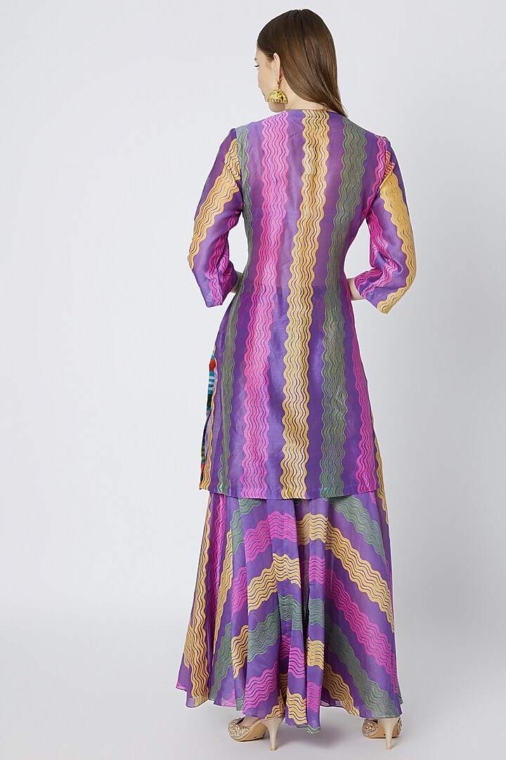 Purple Printed & Embroidered Party Wear Sharara Set by Anupamaa Dayal at Pernia's Pop Up Shop