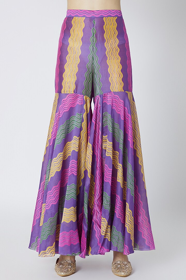 Purple Printed & Embroidered Party Wear Sharara Set by Anupamaa Dayal at Pernia's Pop Up Shop