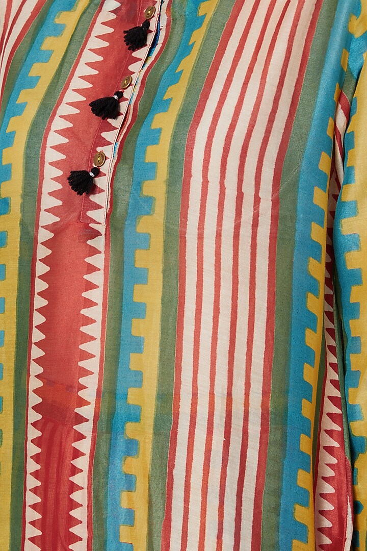 Red Printed Chanderi Party Wear Sharara Set by Anupamaa Dayal at Pernia's Pop Up Shop