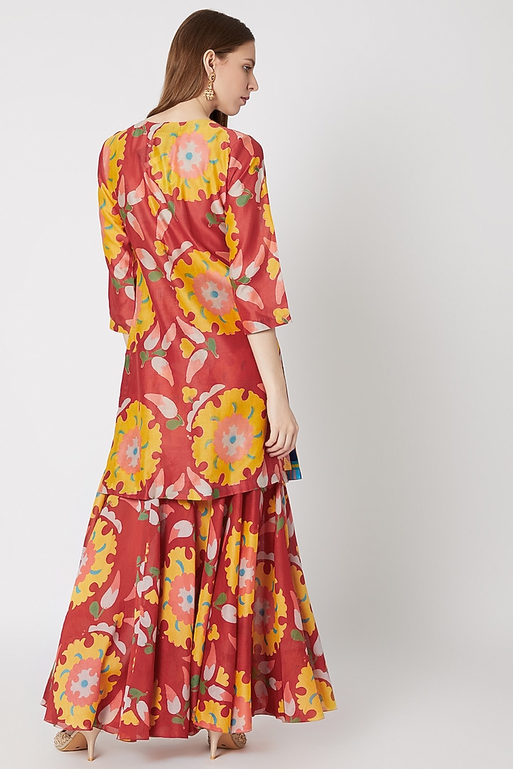 Red Printed Party Wear Sharara Set by Anupamaa Dayal at Pernia's Pop Up Shop