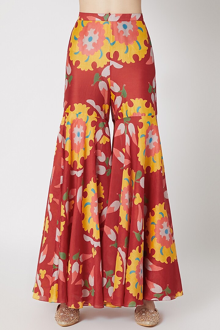 Red Printed Party Wear Sharara Set by Anupamaa Dayal at Pernia's Pop Up Shop