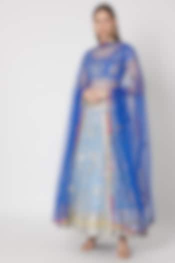 Sky Blue Embroidered Lehenga Set by Anupamaa Dayal
