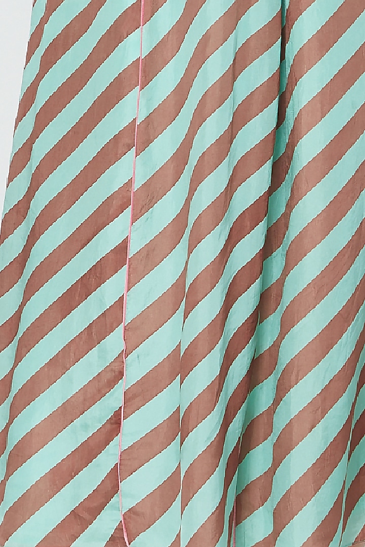 Mint Green & Chocolate Brown Printed Striped Skirt by Anupamaa Dayal at Pernia's Pop Up Shop