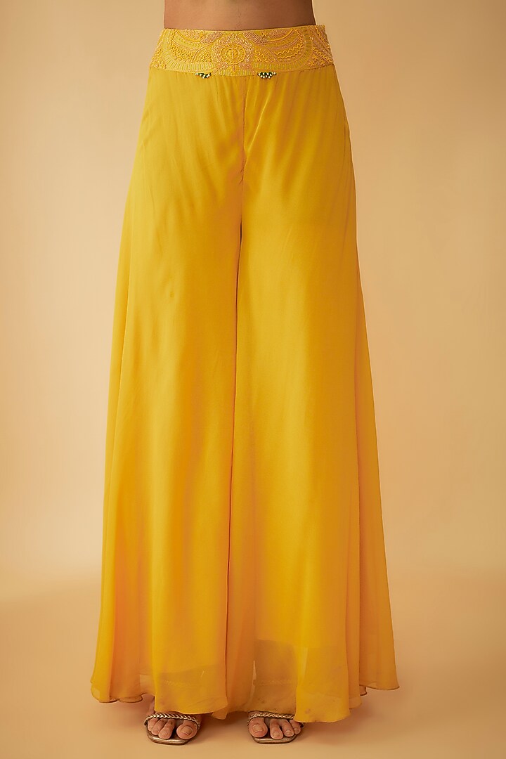 Yellow Georgette Wedding Sharara Set by 1999AD By Amita & Deepak at Pernia's Pop Up Shop