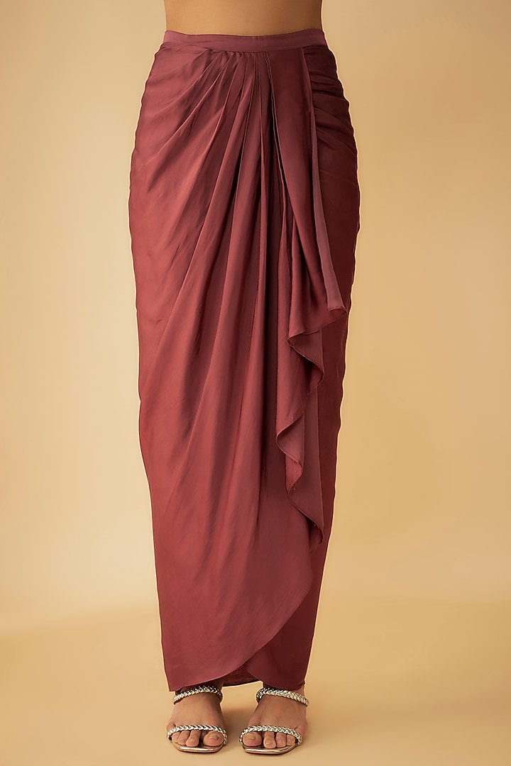 Sand Rose Organza Draped Skirt Set by 1999AD By Amita & Deepak at Pernia's Pop Up Shop