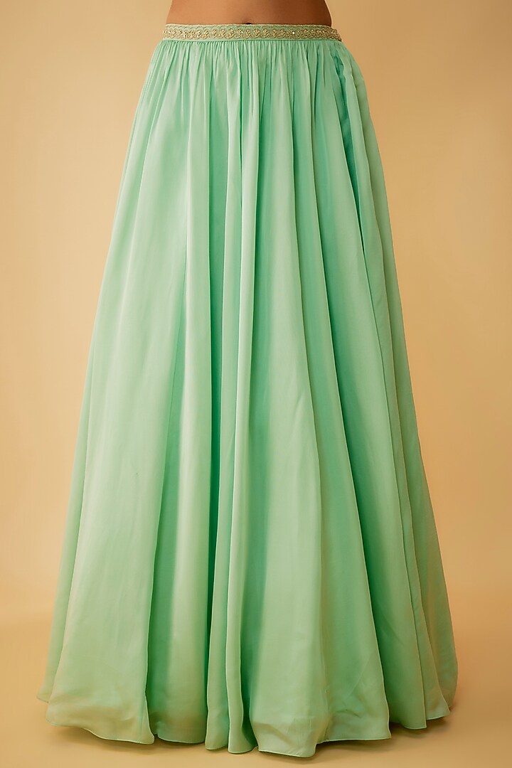 Green Organza Embroidered Jacket Wedding Lehenga Set by 1999AD By Amita & Deepak at Pernia's Pop Up Shop