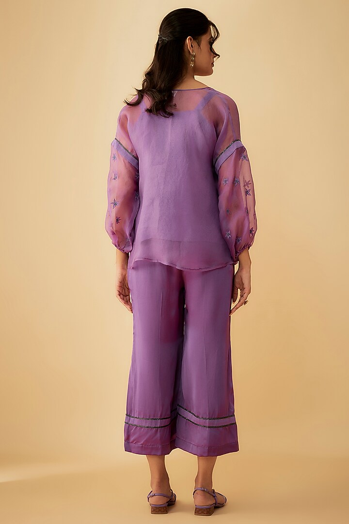 Lavender Organza Cutdana Embroidered Co-Ord Set by 1999AD By Amita & Deepak at Pernia's Pop Up Shop
