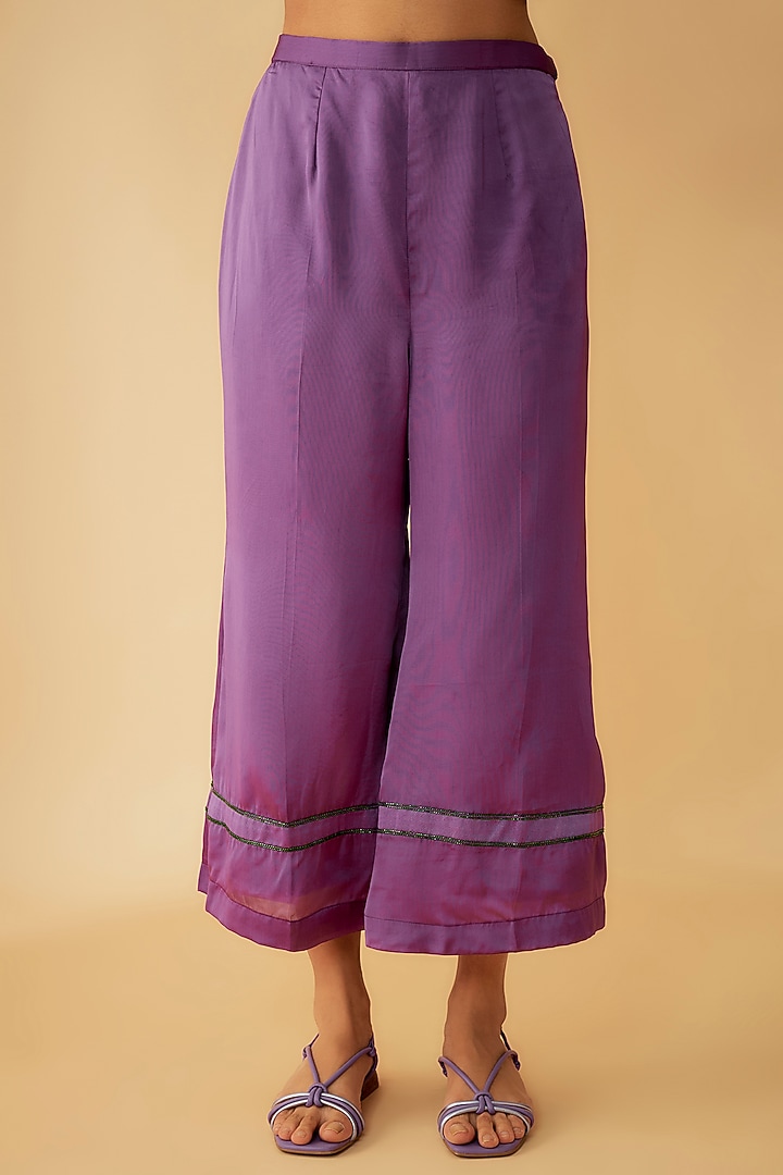 Lavender Organza Cutdana Embroidered Co-Ord Set by 1999AD By Amita & Deepak at Pernia's Pop Up Shop