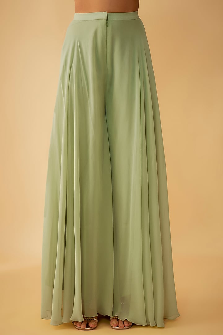 Green Georgette Wedding Sharara Set by 1999AD By Amita & Deepak at Pernia's Pop Up Shop