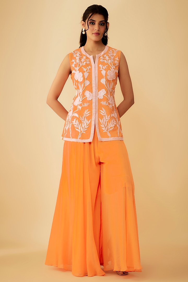 Orange Organza Sharara Set by 1999AD By Amita & Deepak at Pernia's Pop Up Shop